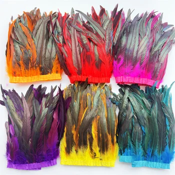  10 метров красочные перья из хвоста петуха для рукоделия и рукоделия DIY перья бахрома для одежды карнавальные аксессуары