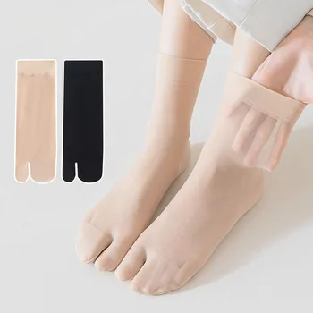  10Pair Летние ультратонкие прозрачные шелковые носки Носки с 2 носками Женские носки с раздельным носком Дышащие впитывающие пот женские носки