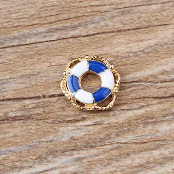  10PCS Спасательный круг Эмалированное кольцо для плавания Сплав Шарм Ожерелье Кулоны Ювелирные изделия Ремесла Дропшиппинг