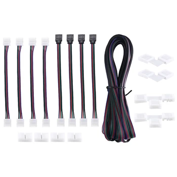  16.4 фута (5 м) 4-контактный удлинительный кабель для светодиодной ленты RGB,Комплекты разъемов для светодиодных лент 5050 Flexible RGB Светодиодная лента