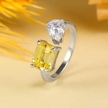  2023 Amazon New Ins Style Ring S925 Серебряное открытие Простое модное прямоугольное кольцо