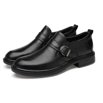  2023 Брендовая обувь для мужчин Slip on Leather Casual Shoes Autumn Solid Breathable Platform Массивные каблуки Увеличение высоты Лоферы
