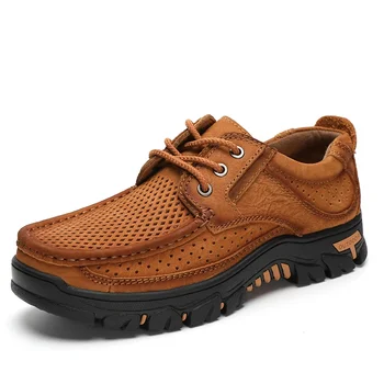  2023 Новая мужская обувь Натуральная кожа Мужские лоферы на плоской подошве Высококачественные дышащие мужские кроссовки на открытом воздухе Мужская повседневная обувь Плюс размер 48