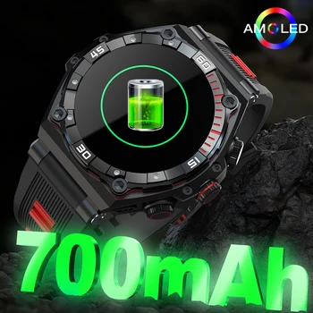  2024 Bluetooth Call Sport Fitness Smartwatch AMOLED-экран Умные часы Мужские IP68 Водонепроницаемый аккумулятор 700 мАч Сверхдлительный режим ожидания
