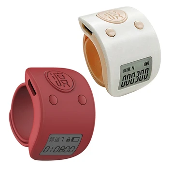  2X Mini Digital LCD Electronic Finger Ring Hand Tally Counter 6-значные перезаряжаемые счетчики Clicker-Red & White