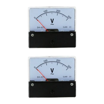 2X Прямоугольный переменный ток 0-300 В Датчик Аналоговый измеритель напряжения Панель вольтметра DH670