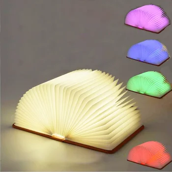  3D Складной Креативный Светодиодный Ночник RGB Цвет USB Перезарядка Деревянный Книжный Свет Декор Спальня Настольная Настольная Лампа Для Ребенка Подарок