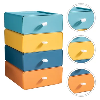  4 шт. Цветовой контраст Хранение Кассовый шкаф Органайзер для макияжа Ящик стола из полипропилена