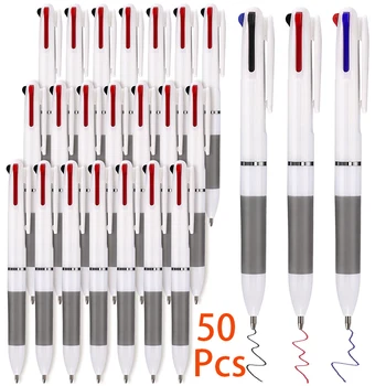  50 шт. 3-в-1 многоцветная ручка 3-цветные выдвижные шариковые ручки