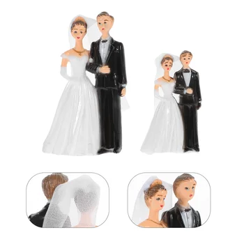 6pcs Невеста Жених Статуэтка Свадебная пара Статуя Мультяшная пара Фигурка для свадебного торта Декор