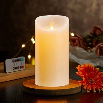  6X светодиодные свечи, мерцающие беспламенные свечи, перезаряжаемая свеча, настоящие восковые свечи с дистанционным управлением, 12,5 см A