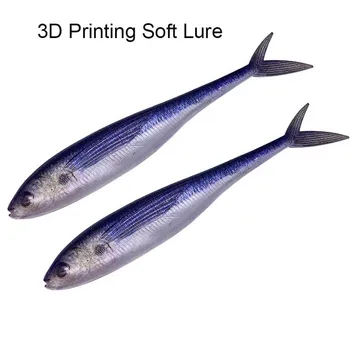  AI-SHOUYU 2 шт./лот 3D-печать Мягкая рыболовная приманка 12,5 см / 11 г Силиконовые приманки Басс Рыболовные снасти Свимбейт Рыбная приманка