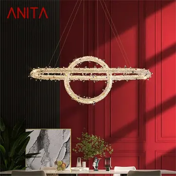  ANITA Современный подвесной светильник Creative Crystal Gold Роскошная люстра Светодиодные светильники для столовой и спальни