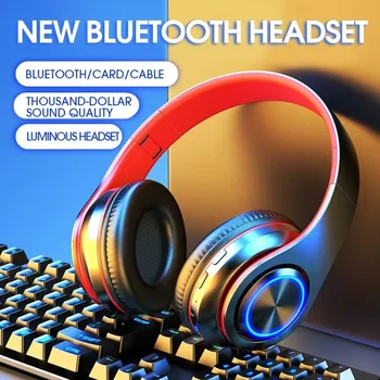  B39 Наушники с беспроводным Bluetooth Красочный свет Сменная карточная игра Музыка Движение Гарнитура Наушники Складные HiFi Стерео