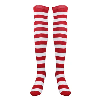  BESTOYARD Рождественские красные белые чулки Высокие полосатые носки выше колена для женщин и девочек (средний размер)