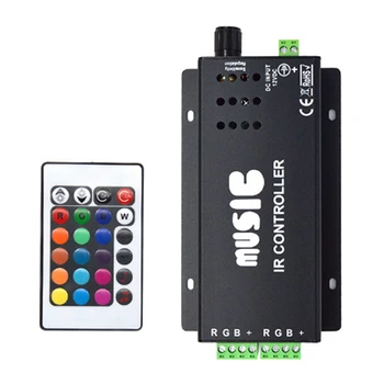  DC12-24V 24-клавишный музыкальный контроллер 3-канальный ИК-пульт RGB контроллер звукочувствительный для светодиодной ленты