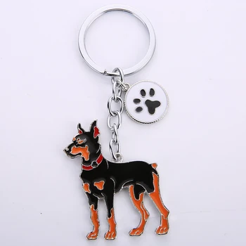  Dobermann собака кулон брелки для мужчин и женщин сумка подвески авто брелок металлический держатель для ключей ювелирные изделия подарок Ключ от собаки