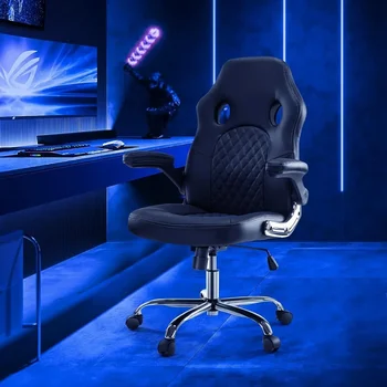  Gaming Chair - Эргономичное офисное кресло настольное кресло с откидными подлокотниками и поясничной опорой Средняя спинка руководителя из искусственной кожи
