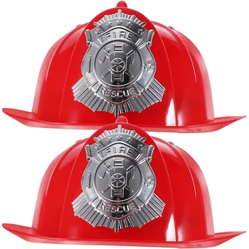  Kids Firefighter Шапка Косплей Пожарный Пожарный Костюм Аксессуар для мальчиков и девочек Пластиковая шляпа пожарного