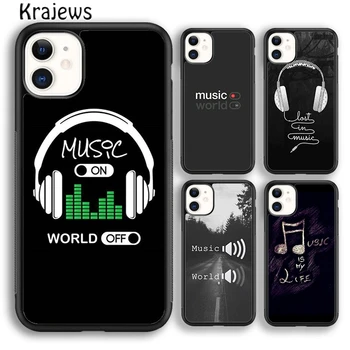  Krajews Music On World Off Чехол для телефона для iPhone 15 SE2020 14 6 7 8 plus XR XS 11 12 13 pro max coque Shell Fundas