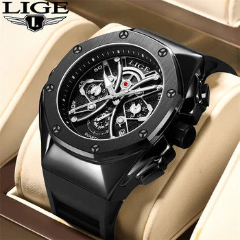  LIGE Новые повседневные спортивные часы для мужчин Топ-бренд Роскошные военные водонепроницаемые наручные часы Человек Часы Мода Хронограф Наручные часы