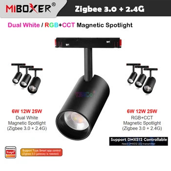  Miboxer Zigbee 3.0 2.4G Пульт дистанционного управления 6 Вт 12 Вт 25 Вт Светодиодный магнитный прожектор умный RGBCCT / двойной белый CCT Потолочный светильник 48 В