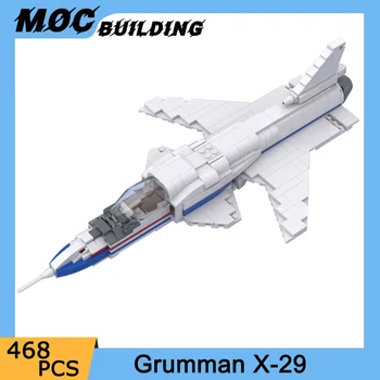  MOC Строительные блоки Grumman X-29 Jet Model 1:35 Мини-масштаб Сборка самолета Кирпичи Креативные идеи Игрушки Дисплей Коллекция Подарки