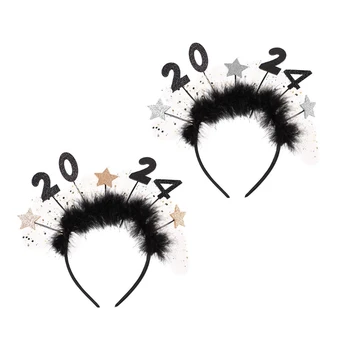  MXMB 2024 Повязка на голову Новогодняя повязка на голову Новогодний обруч для волос С Новым годом Головной убор Новогодняя вечеринка Звездная повязка