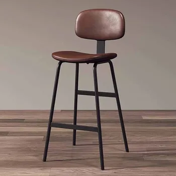  Nordic Барный стул с высокой стойкой Минималистичный кожаный макияж Современный барный стул Стойка регистрации Sillas De Bar Room Эстетический декор