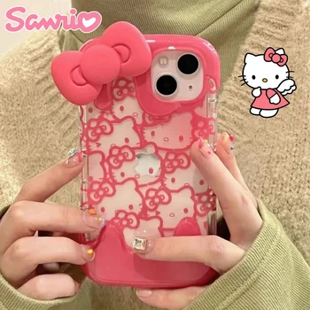  Sanrio Hello Kitty Bowknot Чехол для телефона Apple iPhone 11 12 13 14 Pro Max Promax Kawaii Женская мягкая ударопрочная задняя крышка Подарок