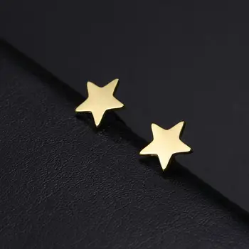  Sipuris Simple Star Серьги-гвоздики из нержавеющей стали Пентаграмма Минималистичные серьги для женщин Ювелирные изделия Подарок для подруги Золотой цвет