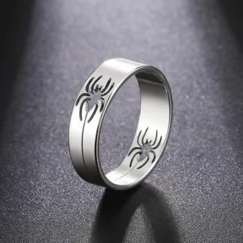  Skyrim Кольцо-паук из нержавеющей стали для мужчин и женщин 6 мм широкие кольца на пальцы 2023 Хип-хоп Панк Ювелирные изделия Подарок на день рождения для любовника друга