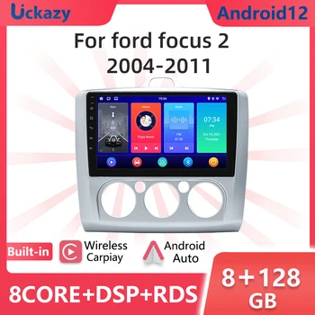  Uckazy 6Core Android12 Автомобильный мультимедийный плеер Для ford focus 2 3 MK1 / Mk2 / Mk3 Навигация Авторадио Беспроводной Carplay WiFi 4 ГБ