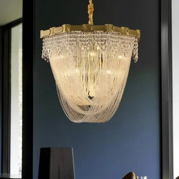  американская хрустальная люстра для гостиной роскошная золотая вилла холл лампа столовая остров светодиодное освещение