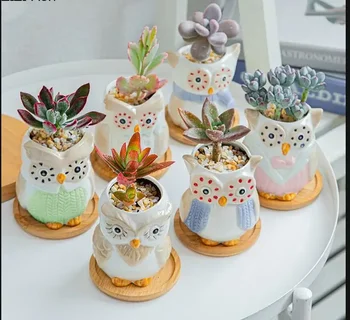  американский стиль мультфильм сова ваза творческий кабинет офис украшение дома искусство керамика сочный цветочный горшок изделия ручной работы