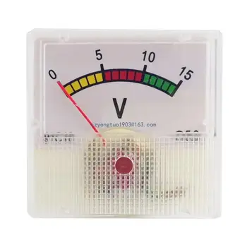  Аналоговый вольтметр DC0-15V Прямоугольный аналоговый вольтметр панель измеритель Датчик механических указателей Тип вольтметра