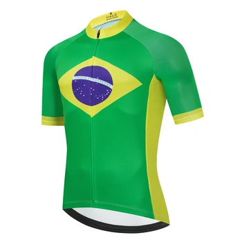 Бразильский флаг Узор спереди и сзади Мужская велосипедная майка 2023 Новая профессиональная команда Высокое качество Горный велосипед Шоссейный велосипед рубашка