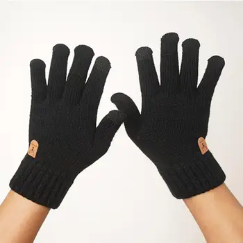  Высококачественные зимние мужские вязаные перчатки TouchScreen Мужская варежка Утолщение теплой шерсти Кашемир Однотонные мужские деловые перчатки
