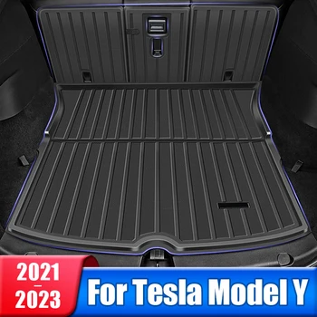  Высококачественный коврик для заднего багажника автомобиля для Tesla Model Y 2021 2022 2023 Грузовой лоток Новый TPE Водонепроницаемая защитная прокладка Аксессуары