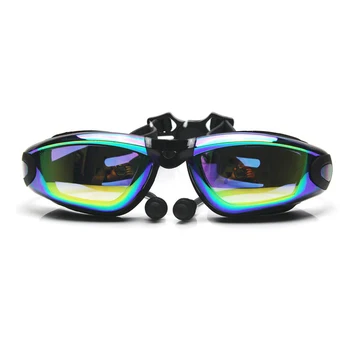 Гальванические очки для плавания с берушами, большая оправа, красочные очки для плавания, профессиональная подготовка,H686
