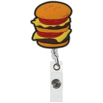  Гамбургер Брелок Подарочный пластик Держатель для удостоверения личности Выдвижной офис