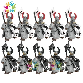  Детские игрушки Рыцари Тамплиеры Солдаты Строительные блоки Боевой конь Мини-фигурки Средневековье Кирпичи Игрушки для детей Подарки на день рождения