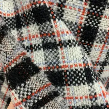  Европейский и американский черно-белый Englon Plaid Цельношерстяное пальто осень и зима пальто юбки сшивание модная ткань