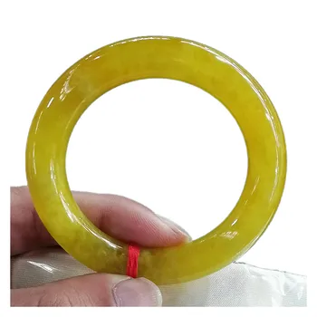  Желтый нефритовый браслет Женщины Изумруд Драгоценный камень Ювелирные изделия Подлинный натуральный мьянманский жадеит Сертифицированные браслеты Тонкое ручное кольцо