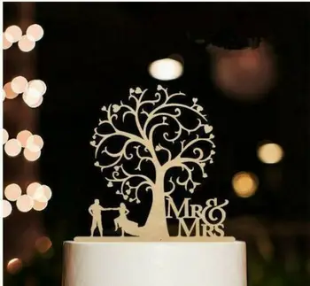  Жених и невеста танцуют под деревом Деревянный топпер свадебного торта Украшение годовщины помолвки