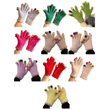 Женские зимние перчатки Теплые перчатки с сенсорными экранами Пушистые трикотажные перчатки Перчатки для текстовых сообщений Эластичные манжеты Термоперчатки