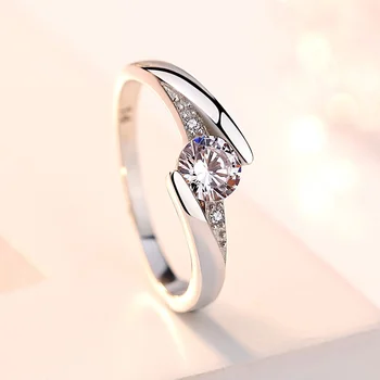  Женское кольцо Посеребренный Циркон Мода Простые Любовники Пара Свадебные Ручные Аксессуары
