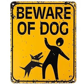  Забавно остерегайтесь собачьего знака 8 x 12 дюймов металлический Остерегайтесь предупреждающих знаков для собак для забора дома
