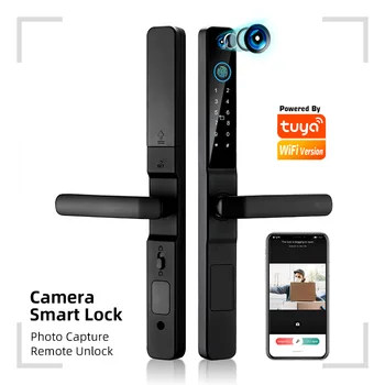  камера TUYA APP Отпечаток пальца RFID карта Пароль Бесключевой электронный умный дверной замок Алюминий/стекло/ПВХ/деревянная дверь Smart Life