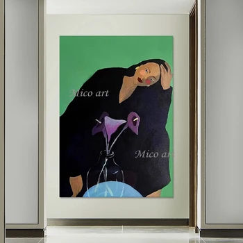  Красивая сексуальная девушка Мода Настенные картины Холст Экспонат Акриловая текстура Дизайн Абстрактное искусство Фигура Картина Безрамное произведение искусства